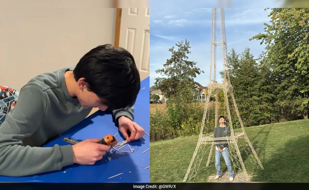 US Teen Sets World Record With Eiffel Tower Replica Made From Toothpicks US Teen Sets World Record With Eiffel Tower Replica Made From Toothpicks