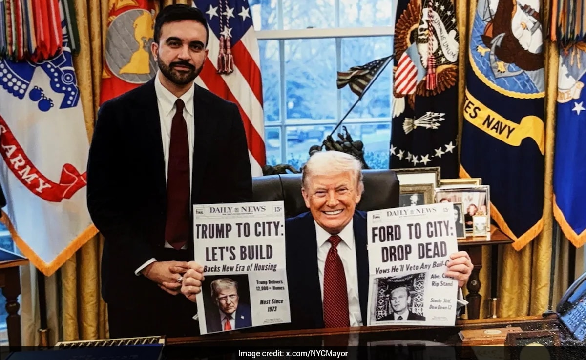 Zohran Mamdani Shows Donald Trump Mock Newspaper To Seek $21 Billion Housing Support