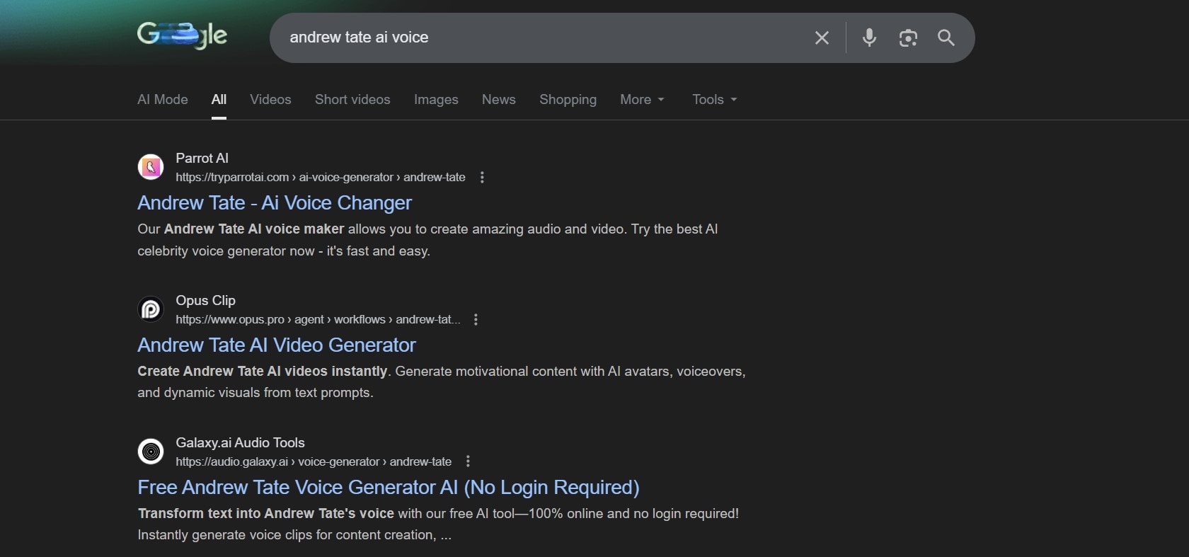 AI tools to create Andrew Tates deepfakes.