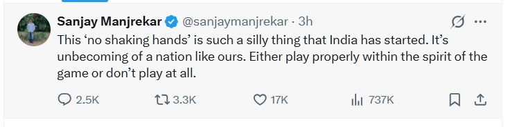 संजय मांजेरकर का एक्स पोस्ट.