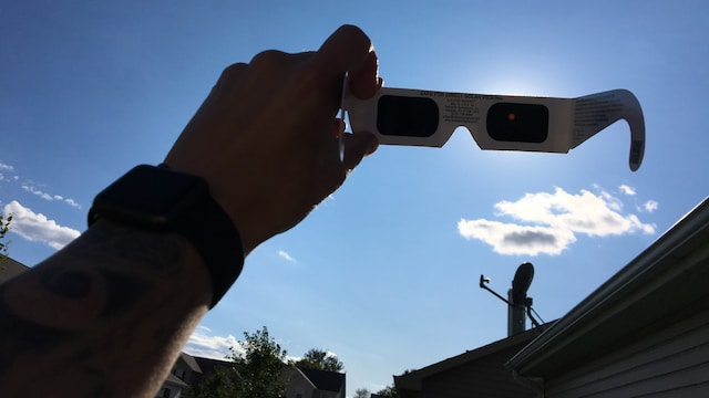 The safest way to observe an eclipse is through ISO 12312-2 certified eclipse glasses