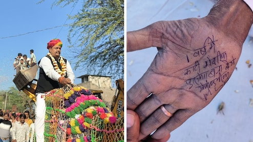 'घोषणा नहीं, लिखित में दो' ग्रामीणों के टोकने पर विधायक ने बुजुर्ग के हाथ पर लिखकर दी गारंटी