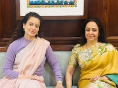 Kangana Enjoys "Sansad Mein Sukoon Ke Kuch Pal" With Dream Girl Hema Malini