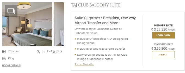 TAJ CLUB BALCONY SUITE