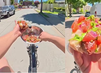 Man Makes Hot Dog While Cycling In Viral Video, Internet Can't Believe It