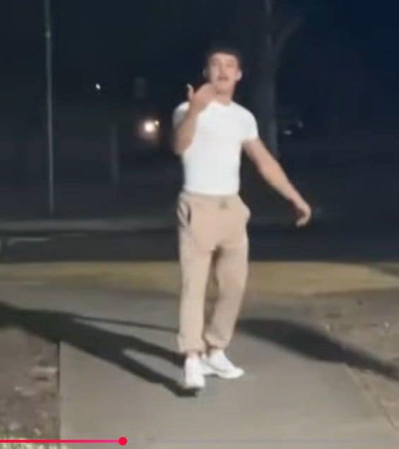 Een video toont een zwaargebouwde blanke man in een strak wit T-shirt en een beige broek, die hem een ​​‘Indiase hond’ noemt en krachttermen gebruikt