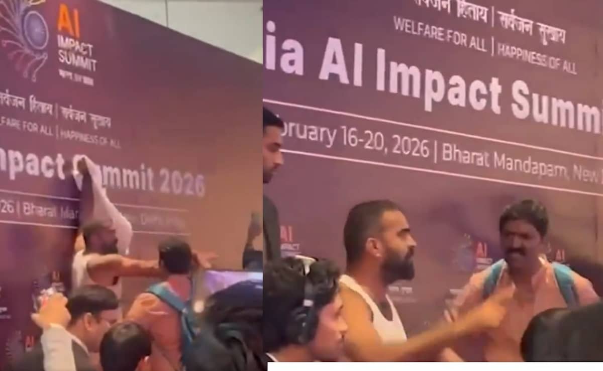 AI समिट में शर्ट उतार प्रदर्शन कर रहे थे कांग्रेसी, ये शख्स धक्का देकर हटाने लगा, देखिए वीडियो