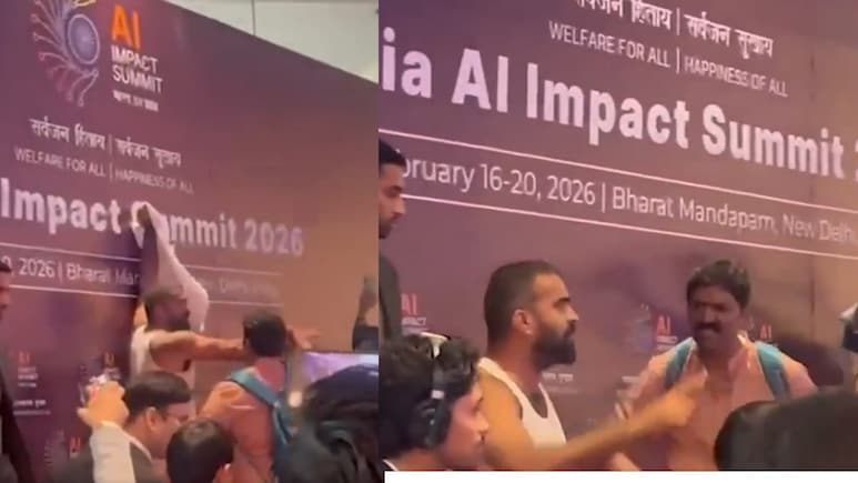 AI समिट में शर्ट उतार प्रदर्शन कर रहे थे कांग्रेसी, ये शख्स धक्का देकर हटाने लगा, देखिए वीडियो