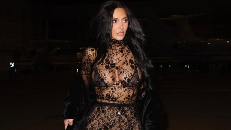 Kim Kardashian Steps Out In Sheer Black Lace Outfit For Paris Date With F1 Champion Lewis Hamilton