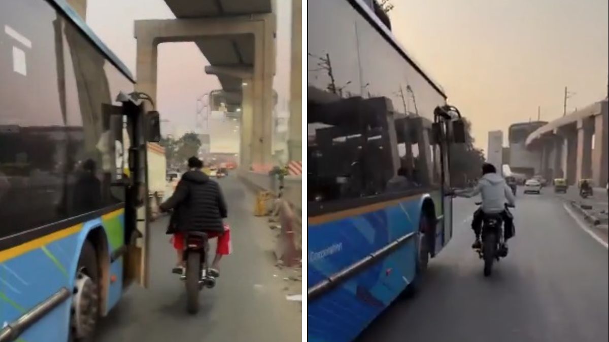 Delhi Biker Opens Doors Of Moving Buses For Reels. His Arrest Is Now Viral