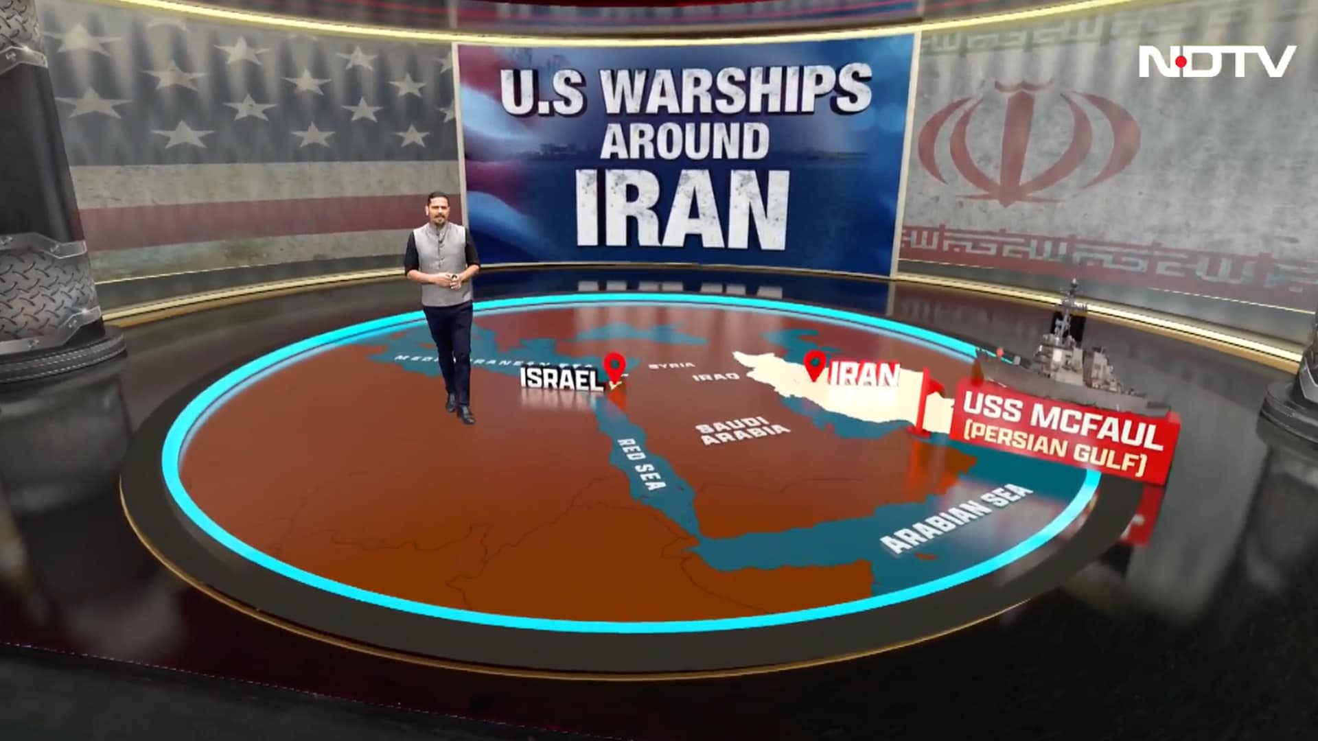 US Warships Ring Iran as Cruise Missiles Fly Into Tehran