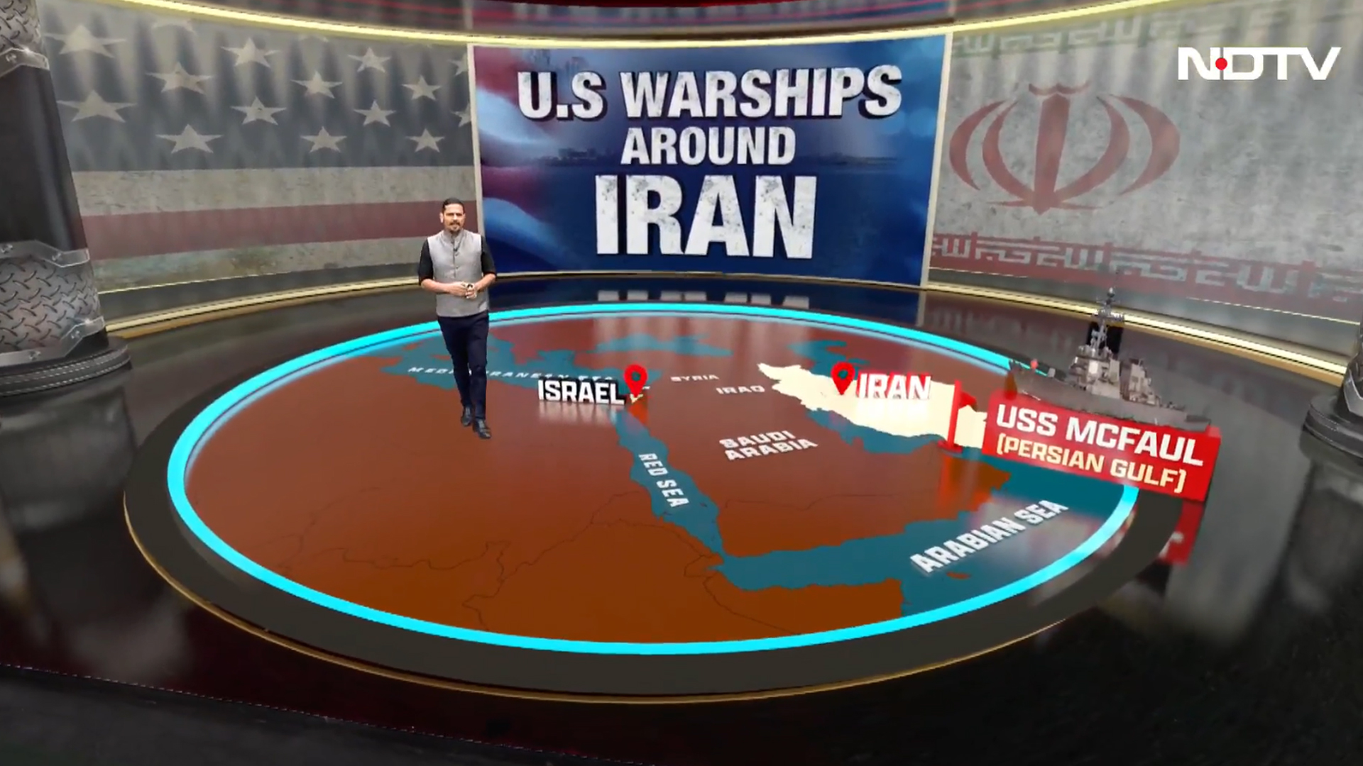 US Warships Ring Iran as Cruise Missiles Fly Into Tehran