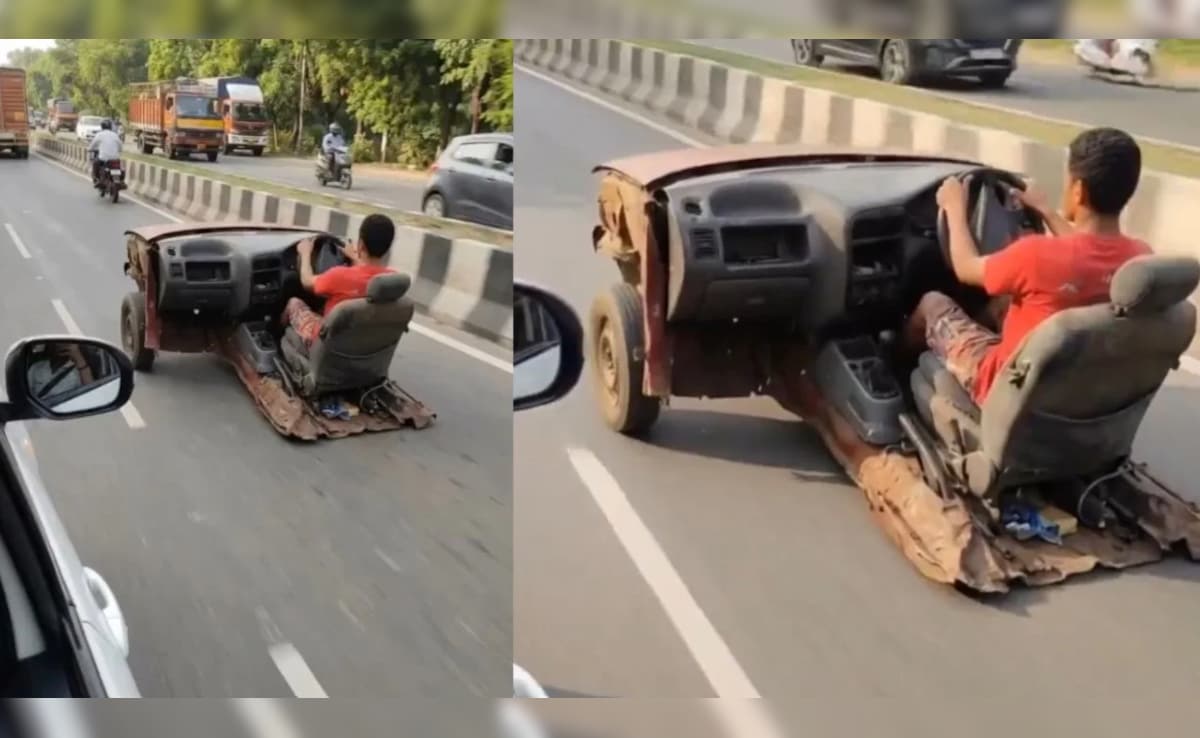 सड़क पर दौड़ी कबाड़ी कार, इंजन और सीट के सहारे कर डाली खुली सवारी, ड्राइविंग स्किल देख लोगों ने पीट लिया माथा