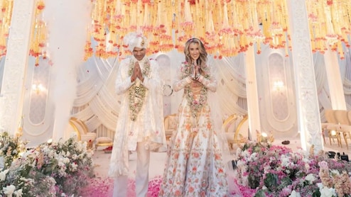 Shikhar Dhawan And Sophie Shine Stun In Custom Manish Malhotra Outfits For Their Wedding
