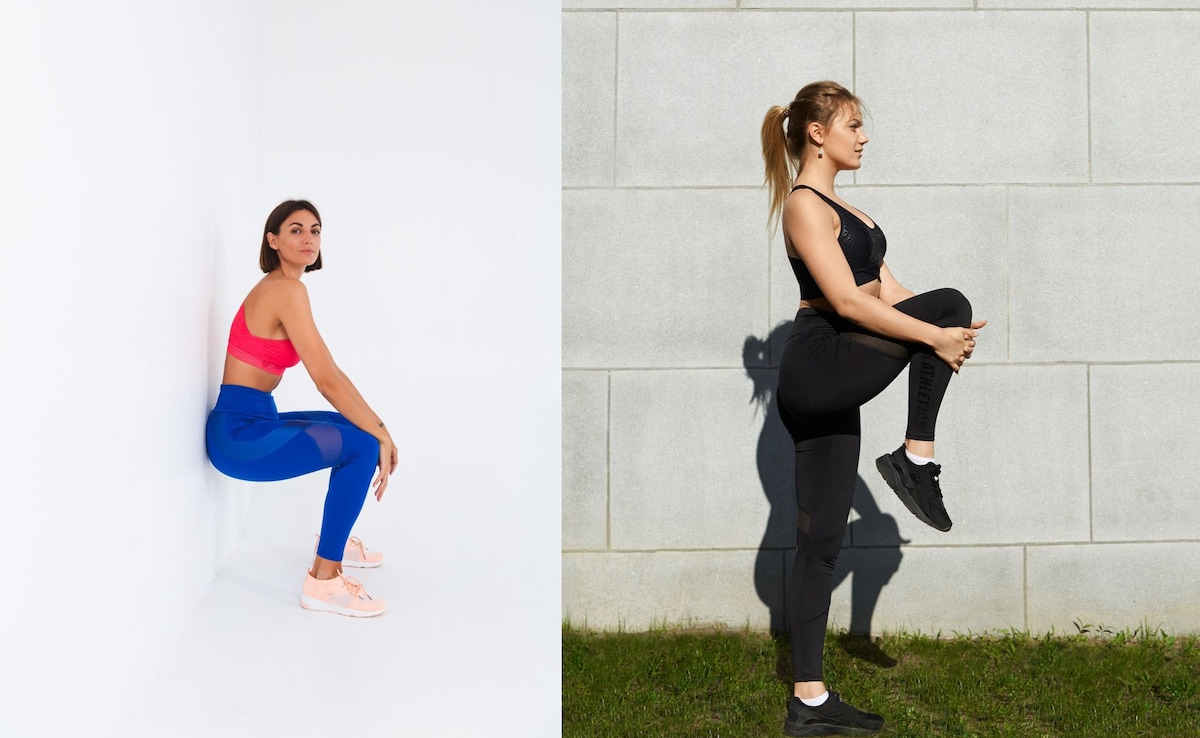 Wall sits and marching in place