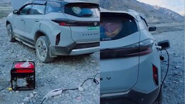 Tata Harrier.ev Charged Via Petrol Genset In Spiti: Self-Contradictory?