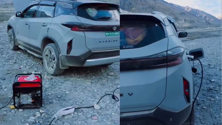 Tata Harrier.ev Charged Via Petrol Genset In Spiti: Self-Contradictory?