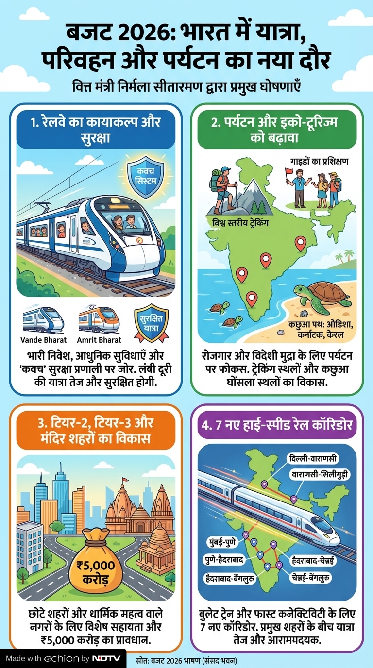 Budget 2026: बजट में 7 रेलवे कॉरिडोर का ऐलान Budget 2026: बजट में 7 रेलवे कॉरिडोर का ऐलान