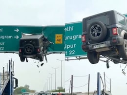 Fact Check: AI Video Shows Mahindra Thar Hanging In Delhi-Jaipur Expressway's Sign Board