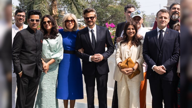 French President Macron Meets Indian Cinema "Legends" Anil Kapoor, Manoj Bajpayee In Mumbai