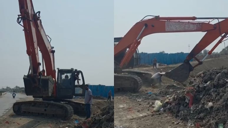 Video: Excavator Machine Operator Tries To Strike Indore Man Amid Argument