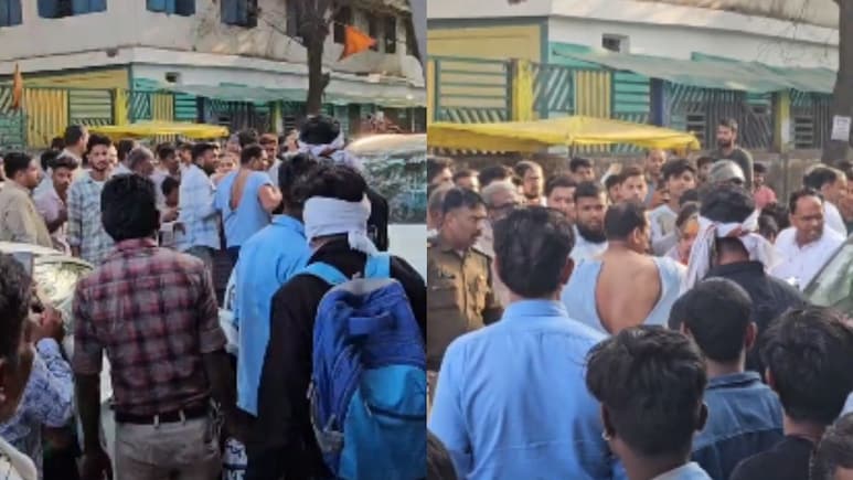 भोपाल में VHP से जुड़ी साध्वी रंजना से बदसलूकी, कार में तोड़फोड़; हिंदू संगठनों के कार्यकर्ताओं का प्रदर्शन