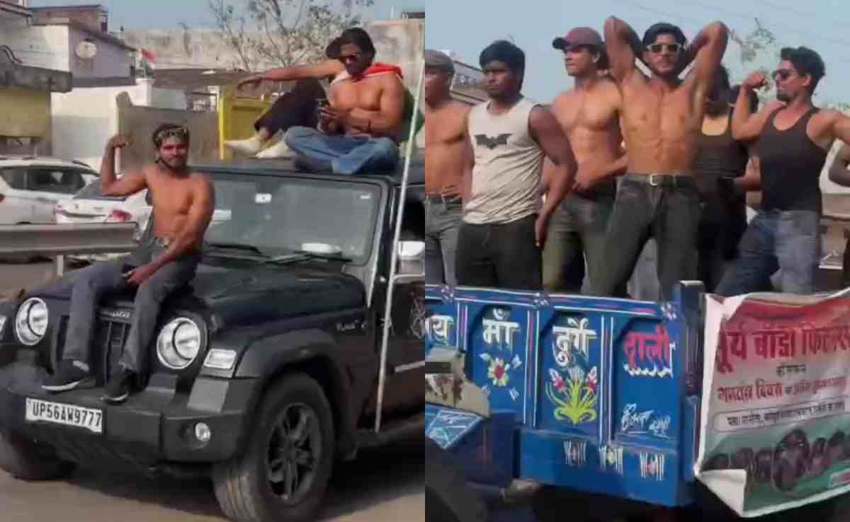 थार की छत पर स्टंटबाज... रील के चक्कर में मौत को दावत दे रहे महराजगंज के युवा