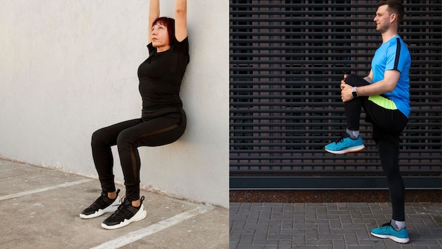 Wall sits and marching in place are quick workouts that can boost heart and bone health