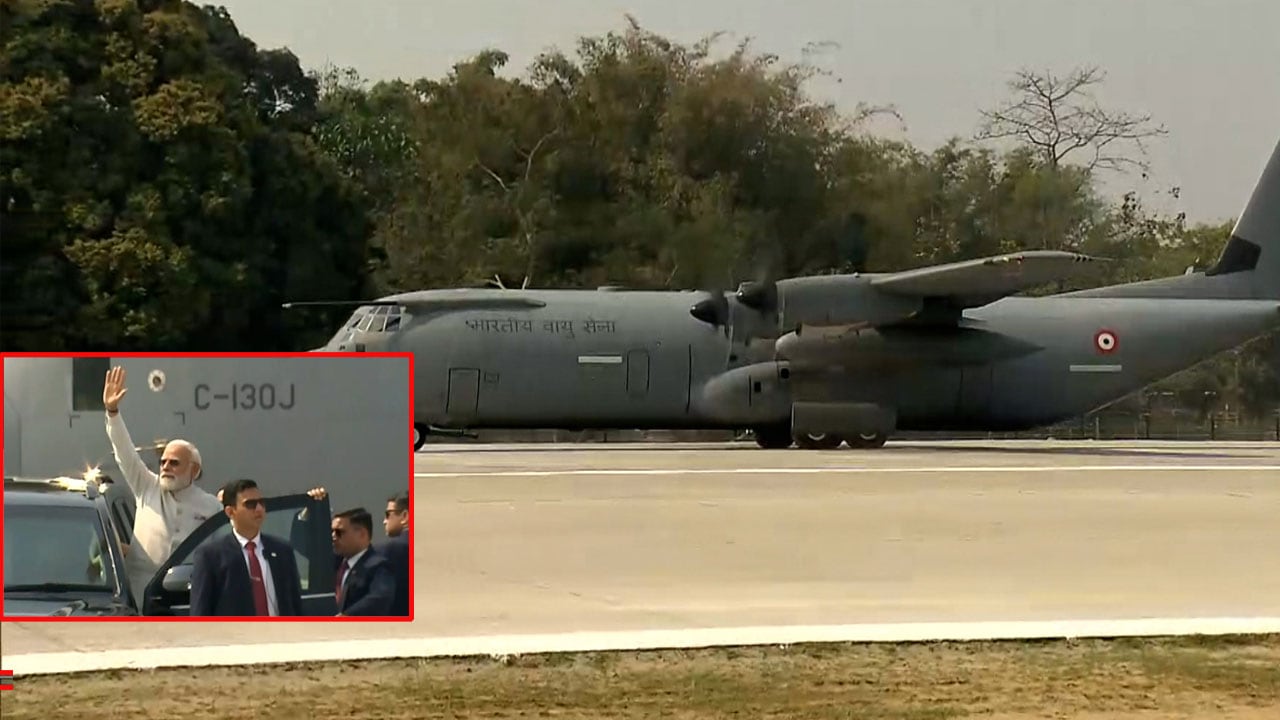 Historic Scenes As PM Modi Lands On Emergency Runway In Assam