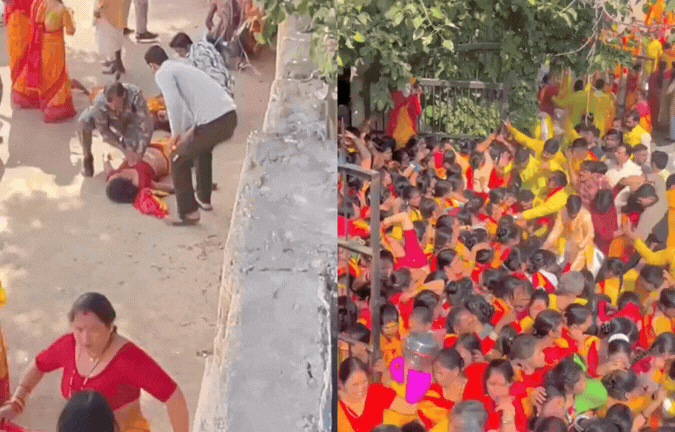 VIDEO: ग्वालियर के नवग्रह मंदिर में मची भगदड़, पुलिस जवानों ने CPR देकर बचाई लोगों की जान