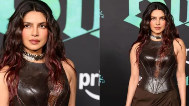 Priyanka Chopra Goes Bloody Mary In A Leather Gown At <i>The Bluff</i> Premiere In Los Angeles