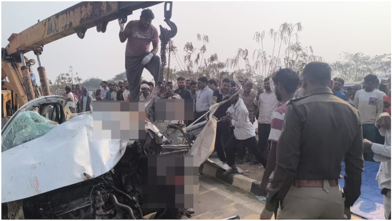 Dhamtari में COBRA Battalion के जवानों की कार ट्रक में घुसी, 4 की मौत, गाड़ी की छत उखड़ी, गैस कटर से काटकर निकाले शव&nbsp;