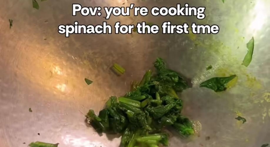 Viral Video Shows The Struggle Of Cooking Spinach For First The Time