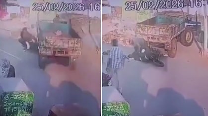 तेज रफ्तार ट्रैक्टर से जा टकराई बाइक, बाइक सवार के ऊपर से निकल गया ट्रैक्टर का टायर... CCTV में कैद हुआ हादसा
