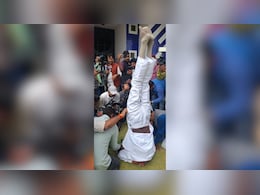 Congress Leader's Unique Headstand Protest Over "False" Gunfire Case