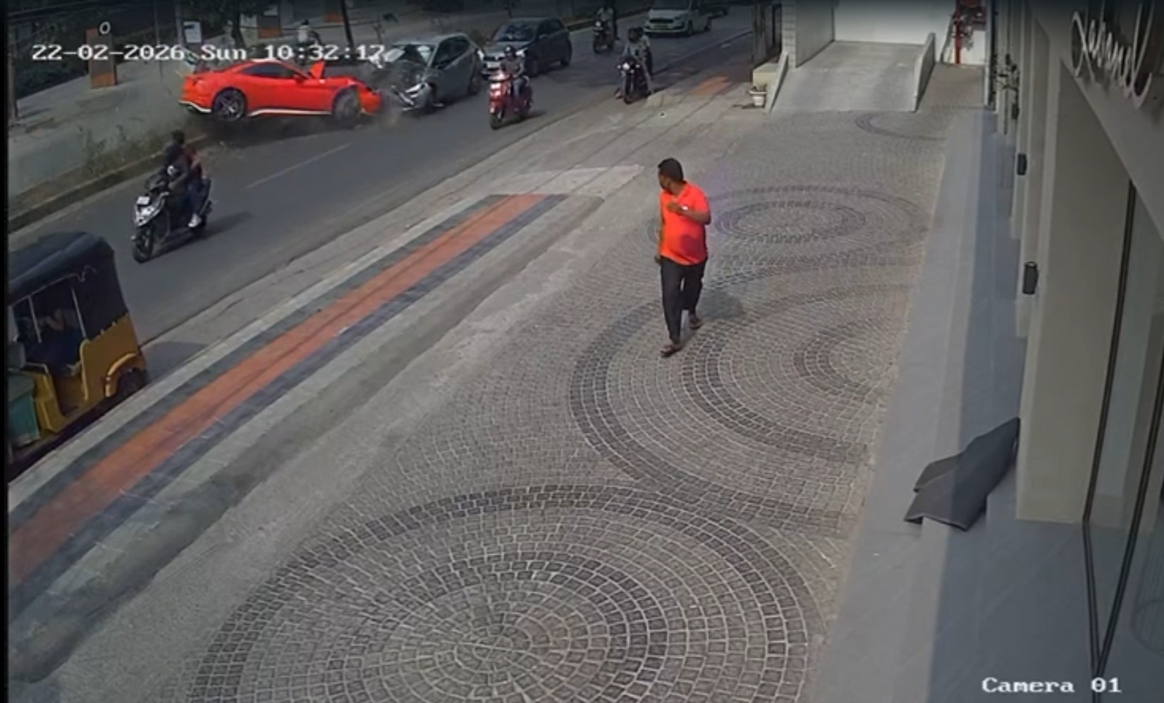 CCTV Shows Moment 4-Crore Ferrari Jumps Divider, Rams Car In Hyderabad