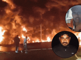 कौशांबी में 'ज्वालामुखी' बना हाईवे, कच्चे तेल का टैंकर पलटते ही लगी धधक उठी आग