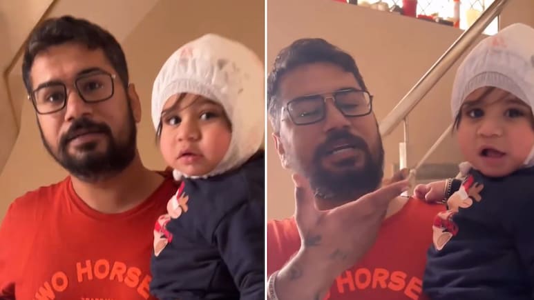 बच्चे को पहनाने के लिए टोपी नहीं मिली तो पापा ने अपनाया कमाल का जुगाड़, वीडियो देख हंसी से लोटपोट हुए लोग, बोले- क्या आइडिया है