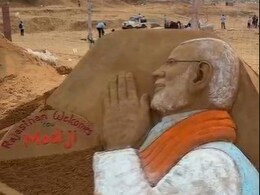 प्रधानमंत्री मोदी के दौरे से पहले पुष्कर में सैंड आर्ट बना आकर्षण का केंद्र, रेत पर उकेरी तस्वीर