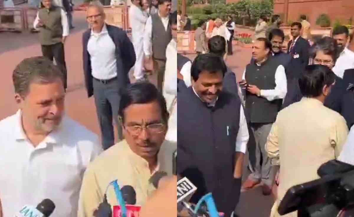 'आइए, साथ खड़े होकर बात करते हैं...' : प्रल्हाद जोशी का हाथ खींचकर बोले राहुल गांधी