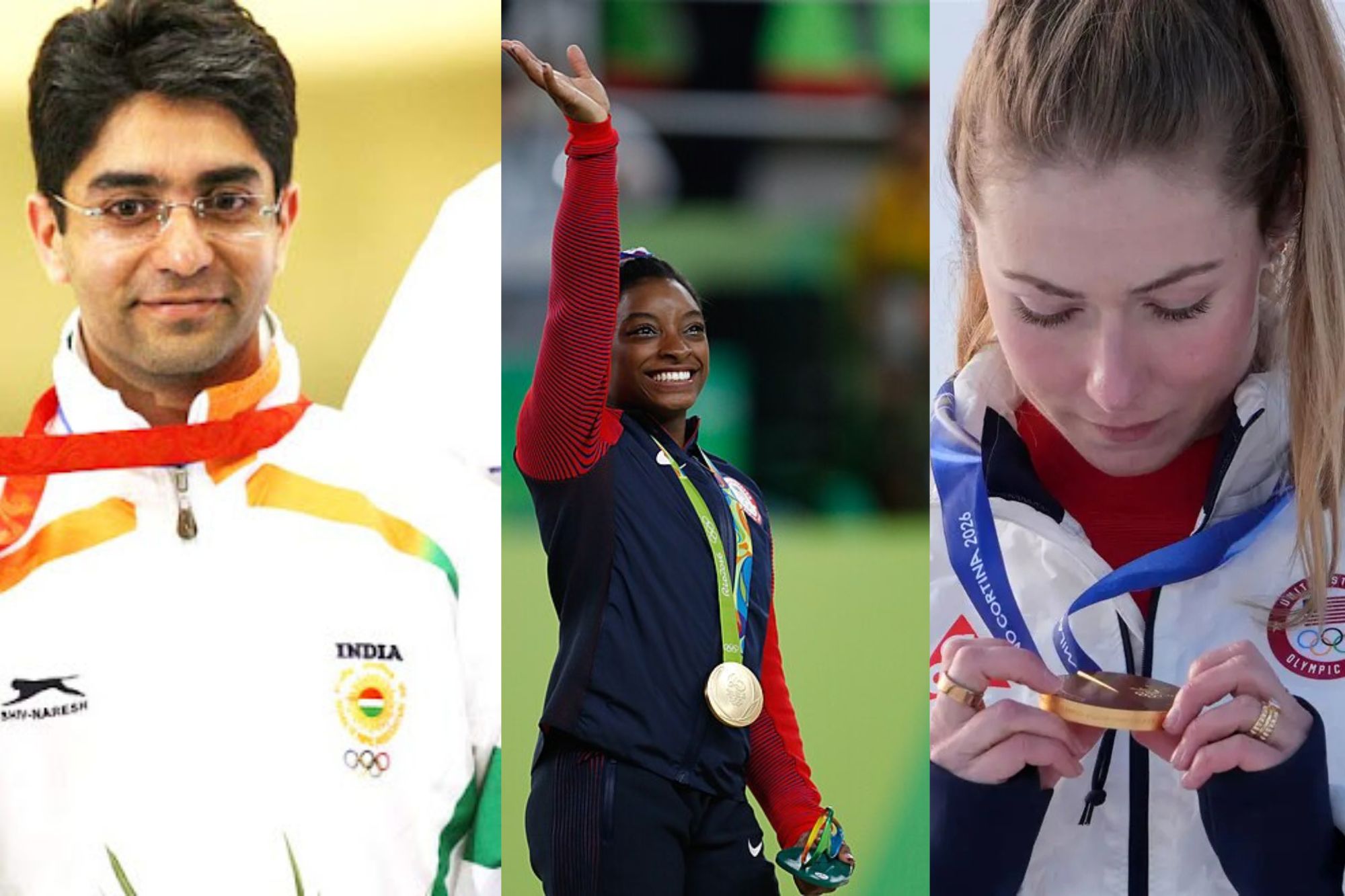 Abhinav Bindra, Simone Biles and Mikaela Shiffrin