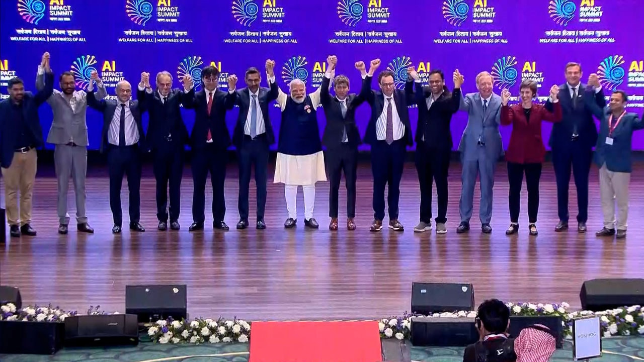 World Leaders And Top Tech Bosses Pose For A 'Family Photo' At AI Impact Summit 2026