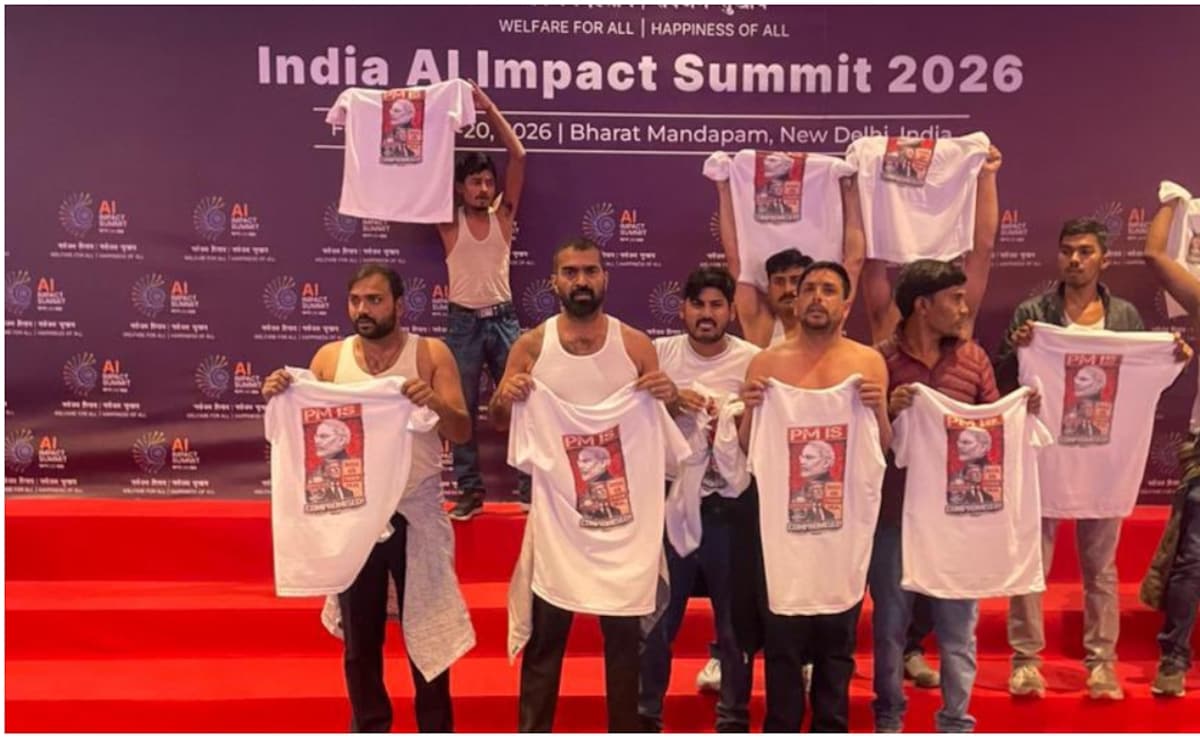 Shirtless Youth Congress Workers Came To AI Summit "Fully Prepared"