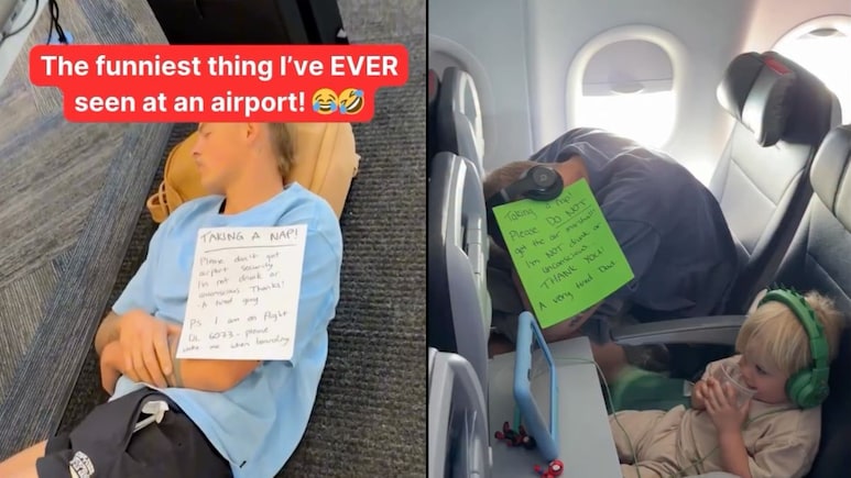 Viral Reel Shows How A Dad Survived A Flight With His Toddler And Some Sleep