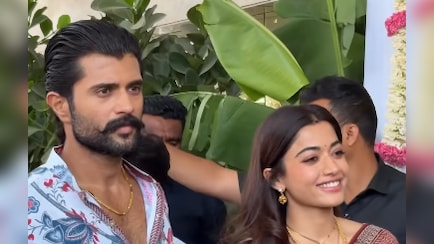 Newlyweds Rashmika And Vijay Pose For Paps In Hyderabad