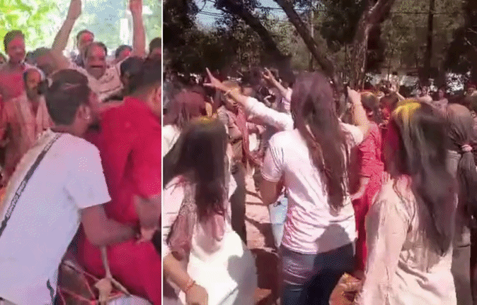 VIDEO: पुलिसवालों की होली! ढोल पर बैठकर नाचे एसपी, महिला पुलिसकर्मियों ने बांधा समा