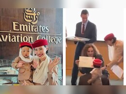 रेड हैट, मैचिंग यूनिफॉर्म और नन्ही सी जान! बेटी संग जब स्टेज पर पहुंची फ्लाइट अटेंडेंट, नजारा देख रो पड़े लोग