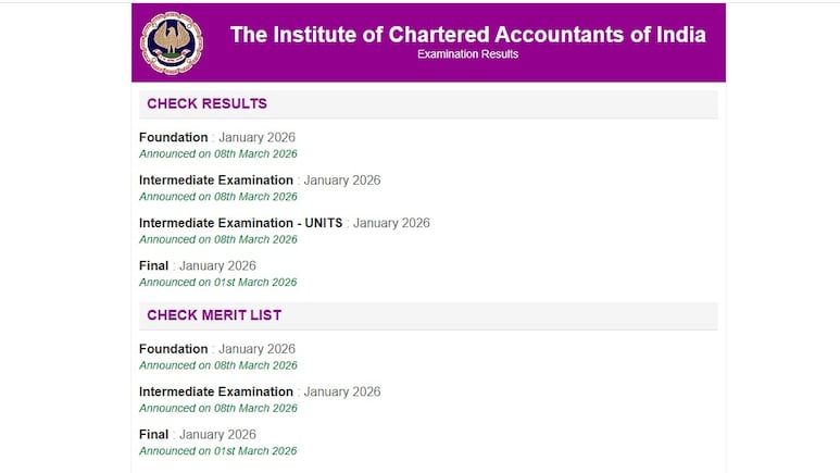 ICAI CA 2026 Results Out: सीए इंटर और फाउंडेशन रिजल्ट जारी, इस लिंक पर जाकर करें चेक