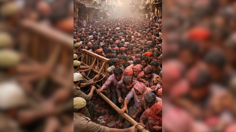 लठमार होली में उमड़ा सैलाब, मथुरा की गलियों में दिखा खौफ का मंजर