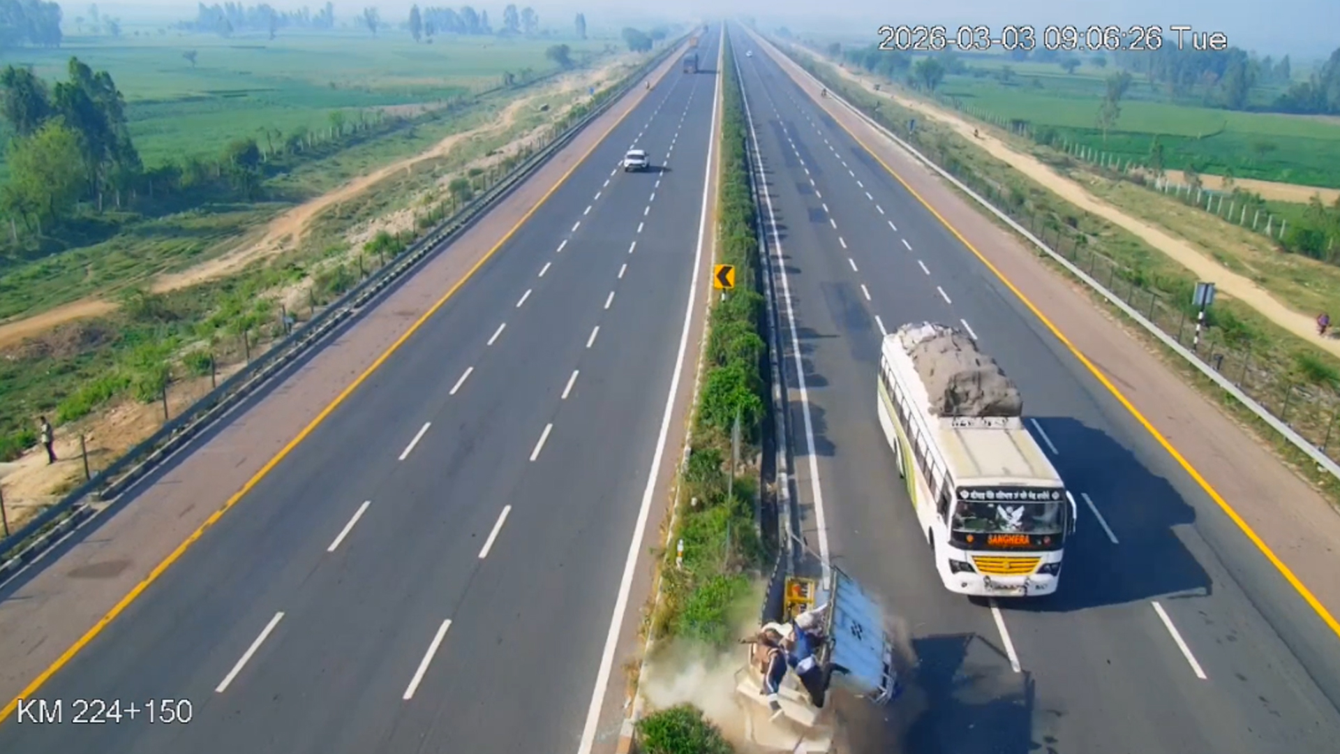 Passengers Flung Into Air, 2 Dead As Pickup Truck Hits Divider